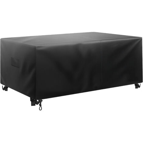 Mophorn Durable Outdoor Furniture Cover, 420D Waterproof Protection for Patio Dining Sets, Large Rectangular Table Cover with Air Vent for All Weather Conditions, 110L x 84W x 28H inch, Black (1/5)