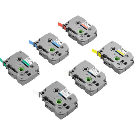 Mophorn Label Maker Tape, 6-Pack, 0.47 in / 12 mm Assorted Color Refills Compatible with Brother P-Touch, Suitable for Letra Tag TZe-131 TZe-231 TZe-431 TZe-531 TZe-631 TZe-731