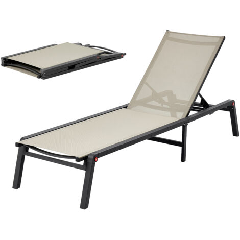 Mophorn Outdoor Chaise Lounge Chair, 400 lbs Capacity, Foldable Sun Lounger, 5 Adjustable Positions, Simple Assembly, Durable Aluminum Recliner for Beach, Yard, and Patio