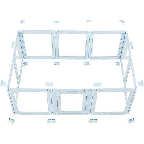 Mophorn Plastic Dog Whelping Box, 76x49x30 in, Waterproof Puppy Playpen with Clear Panels & Lockable Door, Durable and Easy-to-Clean Pen for Large Dogs, Suitable for Indoor Use and Pet Care