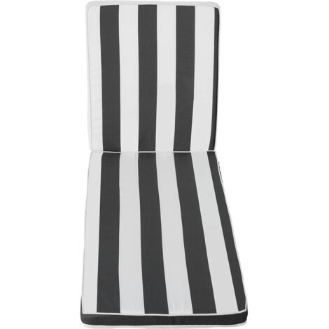 Mophorn Set of 2 Outdoor Lounge Chair Cushions, 74 x 22 x 3 in, Waterproof and Fade-Resistant Sun Lounger Pads with Ties, Black and White Striped Design for Patio or Pool Deck