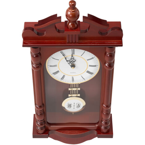 Mophorn Classic Grandfather Clock, 23.2 in Vintage Pendulum Wall Clock, Pine Wood & MDF Construction with Quartz Mechanism and Silent Operation, Ideal for Living Room, Bedroom, Home Decoration