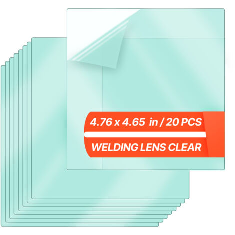 Mophorn Welding Helmet Outer Cover Lens, 20PCS 4.76" x 4.65" Replacement Protective Clear Covers, Compatible with CRIUS/METIS Series Auto Darkening Welding Helmets