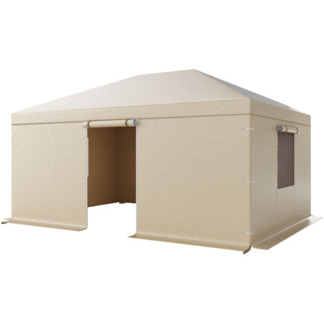 Mophorn Winter Gazebo Cover for 12 x 16 ft Hardtop Gazebos, Weather-Resistant Cover with Side Panels & Ventilated Mesh Windows, Durable PE Material, Enclosed Shelter Cover, Gazebo Frame Not Included