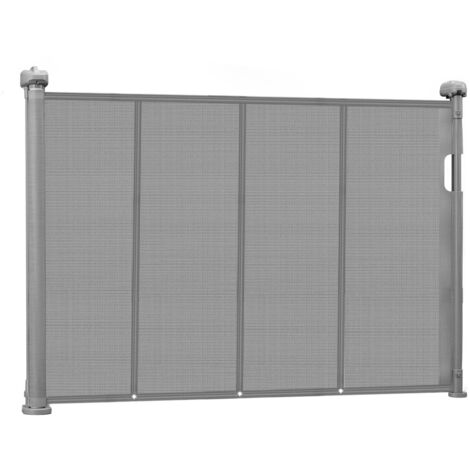 Mophorn Retractable Baby Gate, 870 mm Height, Adjustable Width up to 1400 mm, Mesh Barrier for Children or Pets, Simple Installation for Indoor Stairs, Doorways, Hallways, and Playrooms, Gray
