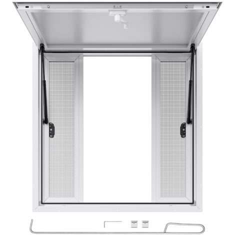 Mophorn Concession Window 92x92 cm, Aluminum Alloy Service Window for Food Truck, Adjustable Serving Window with Sliding Panels, Awning Door, and Drag Hook, Suitable for Concession Trailers