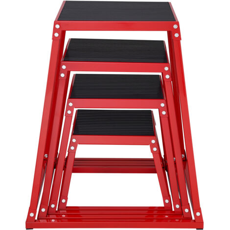 Mophorn Plyometric Jump Boxes, 12/18/24/30 Inch Plyo Box Set, Anti-Slip Fitness Step Platform for Agility and Strength Training, Durable Exercise Box for Home Gym and Conditioning, Red
