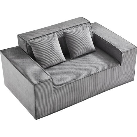 Mophorn 63-Inch 2-Seater Loveseat Sofa, Modern Corduroy Couch with Pocket Springs, Comfortable Cushions for Living Room, Bedroom, Office, or Apartment, No Assembly Needed, Gray