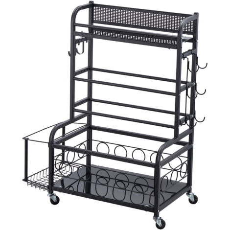 Mophorn Yoga Mat Storage Rack, Home Gym Organizer, Steel Holder with Hooks & Wheels, Weight Rack for Dumbbells, Kettlebells, Foam Rollers, Yoga Straps