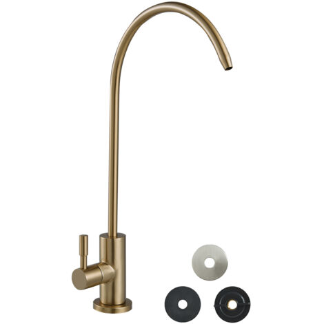 Mophorn Stainless Steel Faucet, Lead-Free Water Purifier Tap, Filtered Water Faucet with Brass Valve, Corrosion-Resistant and Durable Design for Kitchen, Bar, or Cafe, Brushed Gold Finish