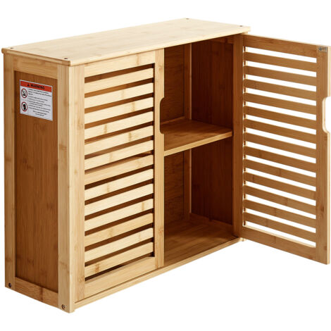 Mophorn Bathroom Wall Cabinet with 2 Doors and Adjustable Shelf, Over-the-Toilet Storage Organizer, Wall-Mounted Hanging Unit with Shelves for Laundry Room, Kitchen, or Restroom