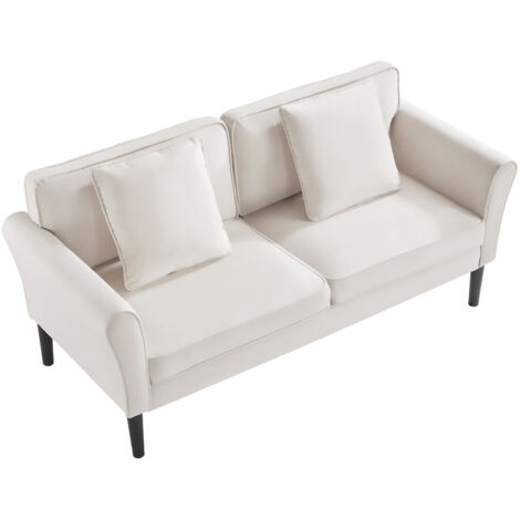 Mophorn 69-Inch Loveseat Sofa, Compact Velvet Fabric 2-Seater Couch with Sinuous Spring, Comfortable Cushions, and Durable Frame for Living Room, Bedroom, Office, or Apartment, White (1/5)