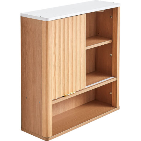 Mophorn Bathroom Wall Cabinet with Door and Adjustable Shelf, Over-the-Toilet Storage Medicine Cabinet, Wall-Mounted Organizer with Shelves and Open Partition for Laundry Room, Kitchen, and Restroom