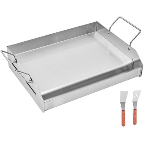 Mophorn Stainless Steel Griddle, 17x13 inch Rectangular Flat Top Plate, Gas Grill Griddle for BBQ, Teppanyaki, Portable Cookware with Handles, Ideal for Camping, Tailgating, and Gatherings