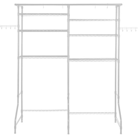 Mophorn Over Washer and Dryer Storage Shelves, 6-Tier Laundry Rack with Hanger Rod and Hooks, Adjustable Dual-Row Shelving Unit for Laundry Room Organization, White