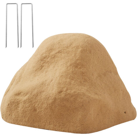 Mophorn Faux Rock Cover for Outdoor Use, Artificial Rock Well Pump Cover with Natural Texture, Lightweight and Durable Polyresin Design for Landscaping and Garden Décor, Sand Color, Small Size