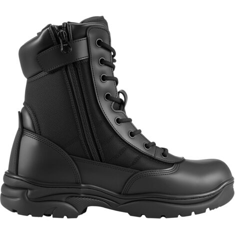 Mophorn Men's Tactical Combat Boots, 203 mm Lightweight Hiking and Work Footwear with Side Zipper, Breathable Design for Outdoor Activities and Security, UK Size 9
