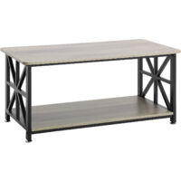 Mophorn 40" Farmhouse Coffee Table, Rectangle, Wooden Rustic Cocktail Table with Open Storage Compartment for Living Room, Bedroom, Apartment, Studio, Brown & Black