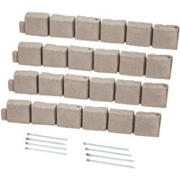 Mophorn Faux Stone Garden Edging, 46.8 x 3.9 in Realistic Lawn Border, Flexible Brick-Style Landscape Edging with Anchoring Spikes, Durable Yard Edging for Pathways and Driveways in Brown