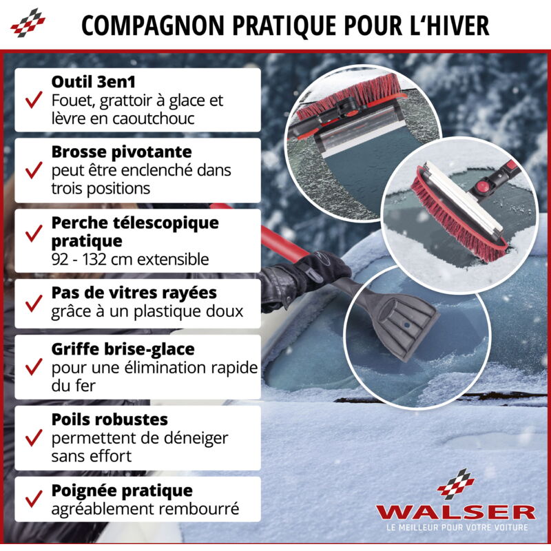 Grattoir à Glace Voiture Extensible 88-115 Cm - Avec Balai, 3 En 1 Pour Hiver - 4