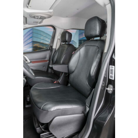 Housses De Siège Avant Autonetbg – Gris Et Noir – Compatible Peugeot Partner, Tepee, Expert, Boxer