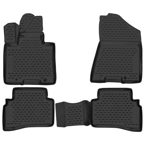 MOTOS Tapis Caoutchouc 3D Pour Hyundai Tucson III (2015-2020) – Set Noir Antidérapant, Bords Hauts, Tous Temps