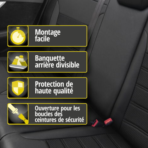 LYHH Lot De 9 Housses De Siège De Voiture En Cuir Pour Opel Astra H Kombi Astra G Coupé Astra Gtc Astra K - Imperméables, Confortables, Antidérapantes, Faciles à Nettoyer - Noir
