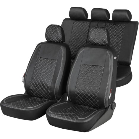 Housse de siège auto Nappa, set complet de housses de protection pour voitures, noir