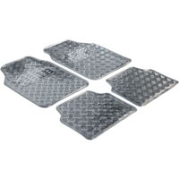 Tapis de voiture en caoutchouc Plaque de contrôle métallique aspect argent maxi