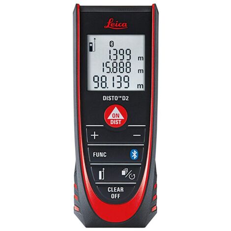 Leica Geosystems – Télémètre laser D2 Bluetooth – Précision ± 1,5 mm – Portée jusqu'à 100 m – Autonomie 20 heures – Résistant à la poussière IP54