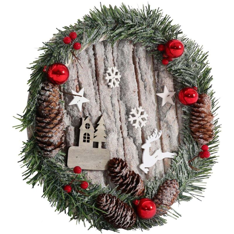 Ghirlanda Natalizia In Legno Heaven Sends 1,2 M | Decorazione Con Renne E Alberelli Con Pompon E Pois Per Camino E Parete