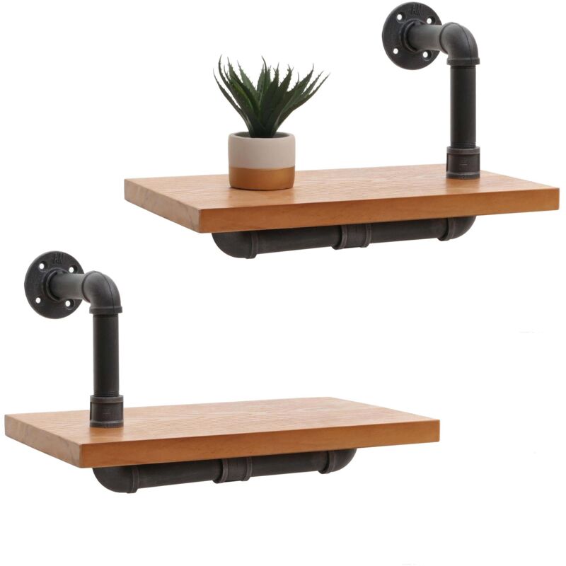 EWART WOODS Mensole Sospese In Metallo Geometriche - Set Da 3 Pezzi Di Scaffali Galleggianti Per Parete - Design Rustico Bianco E Nero - Perfetti Per Bagno, Cucina, Soggiorno E Ufficio