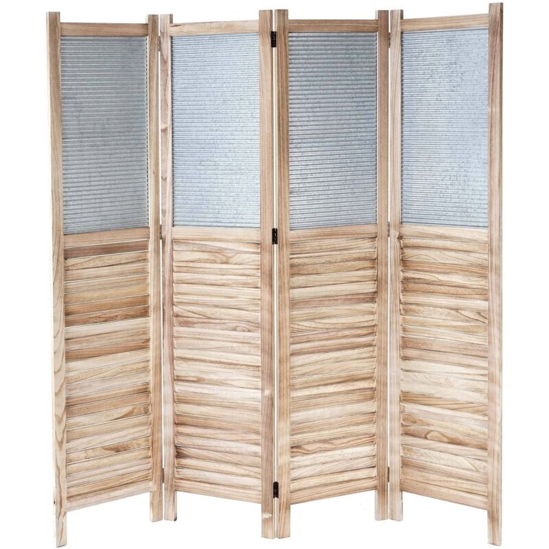 Paravento forato in legno di paulonia tortora 3 ante 120 x 170 cm