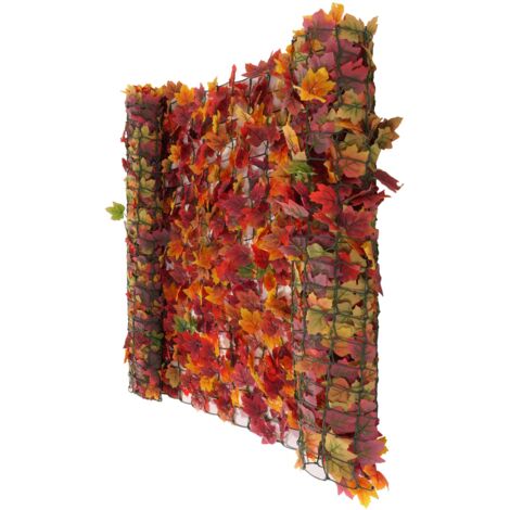 Siepe artificiale privacy balcone giardino rete decorativo N77 poliestere acero rosso giallo 300x150cm (1/5)