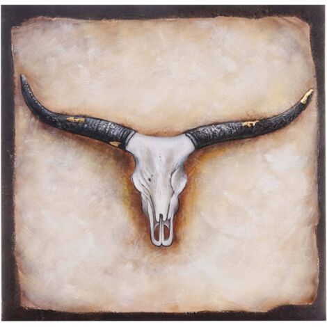 Dipinto a mano pittura ad olio su tela 100x100cm toro (1/5)