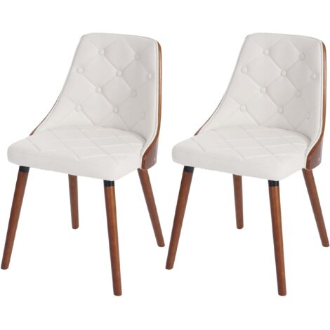 Set 2x sedie sala da pranzo soggiorno HHG-414 53x50x82cm legno ecopelle bianco (1/5)