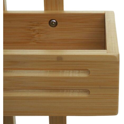 Mensola Da Doccia In Bamb&ugrave; - Senza Foratura - Con Cestini E Ganci Per Bagno Ordinato