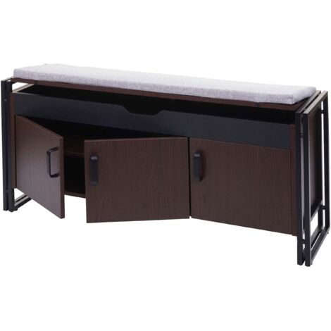 Panchina Homelegance Teague 124 Cm: Rivestita In Vinile Bicast Marrone, Base In Legno Massello, Stile Transizionale