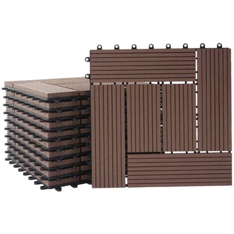 Piastrelle Premio pavimentazione da esterno Rhone T831 WPC 30x30cm 11 pezzi 1mq marrone incrociato