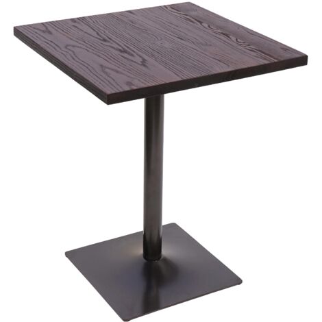 Tavolino bistro quadrato industriale bar HHG-482 acciaio verniciato legno di olmo marrone (1/5)