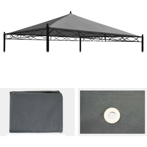 Telo di ricambio copertura tetto per gazebo Cadice poliestere 3x3m grigio