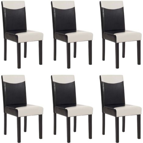Sedia Littau ecopelle soggiorno cucina sala da pranzo 43x56x90cm nero bianco piedi scuri | Leroy