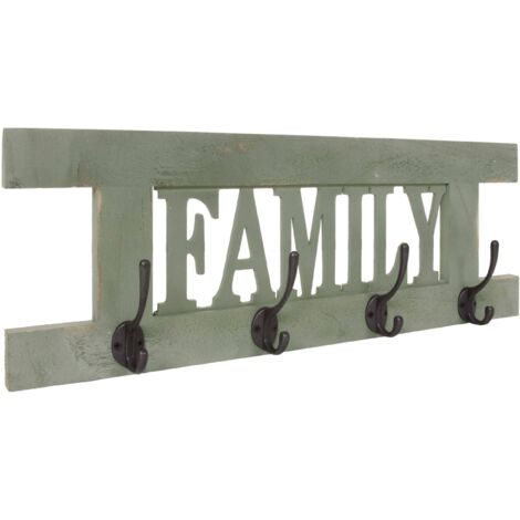 Appendiabiti guardaroba shabby vintage HHG-987 Family 60x21cm verde (1/5)