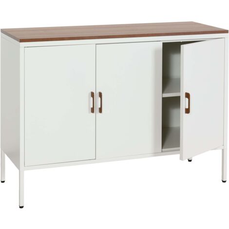 Credenza Buffet In Stile Mid-Century Con Ante In Rattan - Mobile Da Cucina O Soggiorno, Rovere, 76 Cm - 3