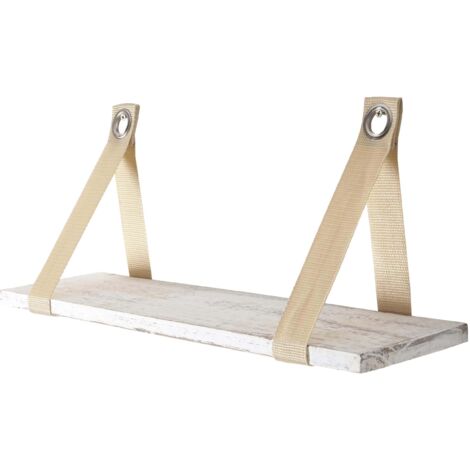 Mensola ripiano shabby vintage Var legno paulonia 13x50x21cm bianco (1/3)