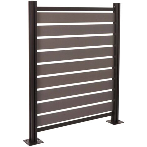 Pannello base recinzione fendivista bidoni box rifiuti HHG-946 alluminio aspetto legno 130x110x6cm grigio