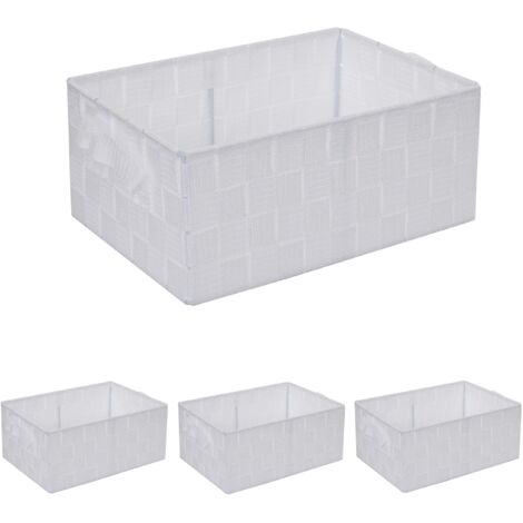 Set da 4 Scatole Portaoggetti, Contenitori Aperti senza Coperchio, 14x40x30, Box Bagno e Cucina, Naturale | Leroy Merlin