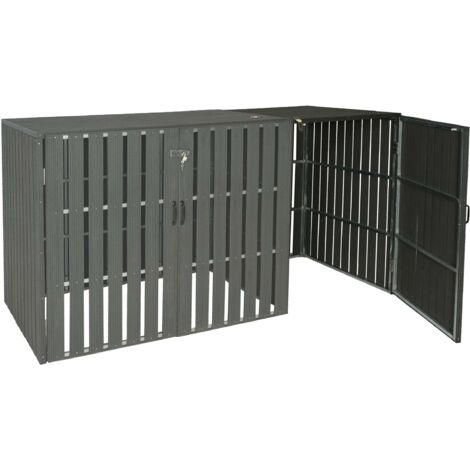 Modulo aggiuntivo per copribidoni box spazzatura rifiuti HHG-990 XL 100x76x115cm acciaio WPC antracite