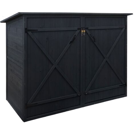 Garage armadio biciclette con serratura HHG-670 legno box singolo 100x200x152cm antracite