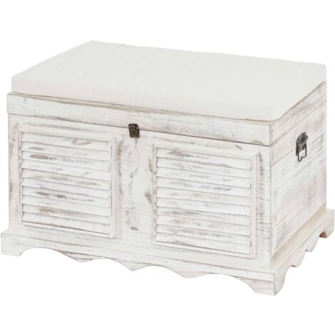 Baule contenitore cassapanca shabby vintage 50x76x45cm legno paulonia bianco (1/5)